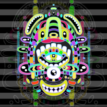 This entity is believed to be a combination of purely microwave and ultraviolet frequencies. The mind jolts to pull faces from these waveforms, which appear friendly yet a little bit creepy. As the rays peak and trough, the figure transforms,changing as it becomes the background that was once itself only moments previously. visionary art entity